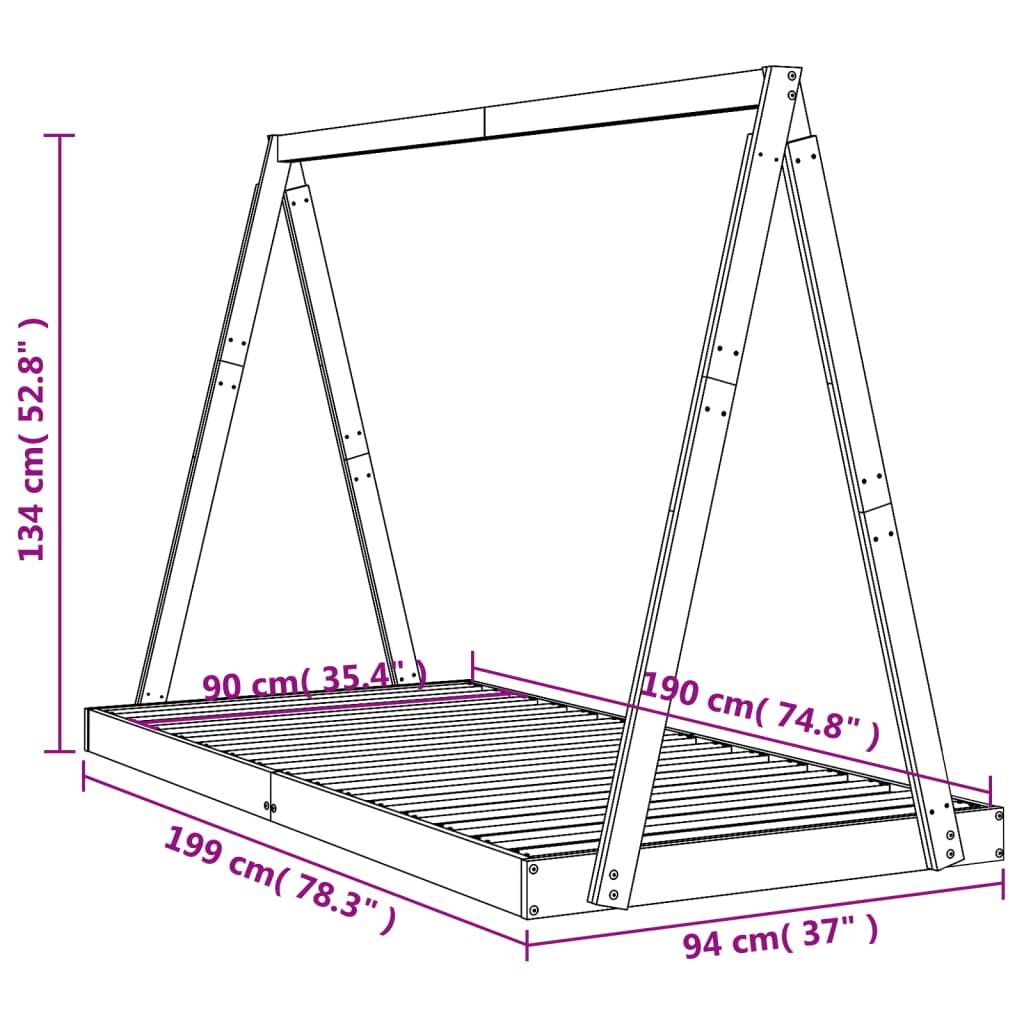 Vidaxl Estructura De Cama Infantil Madera Maciza De Pino 90x190 Cm_2