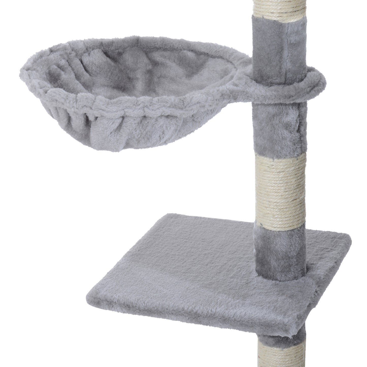 Pawhut Rascador Árbol Para Gatos Grande 55x40x125cm Postes Escalera Hamaca Gris_4