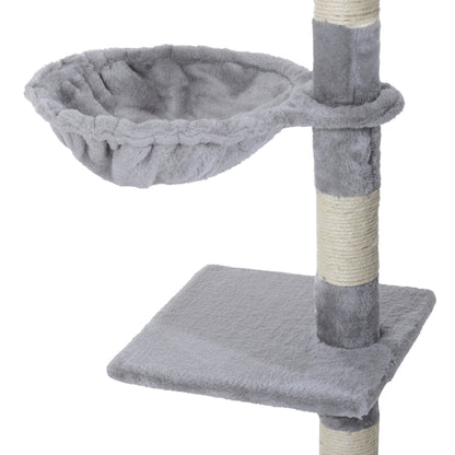 Pawhut Rascador Árbol Para Gatos Grande 55x40x125cm Postes Escalera Hamaca Gris_4