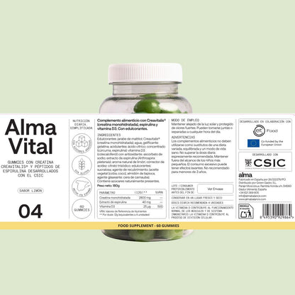Alma® Batido Diario Con Espirulina Y Vitaminas 300g Y 120 Gominolas De Creatina Creavitalis® Vitamina D3 Y Espirulina_4