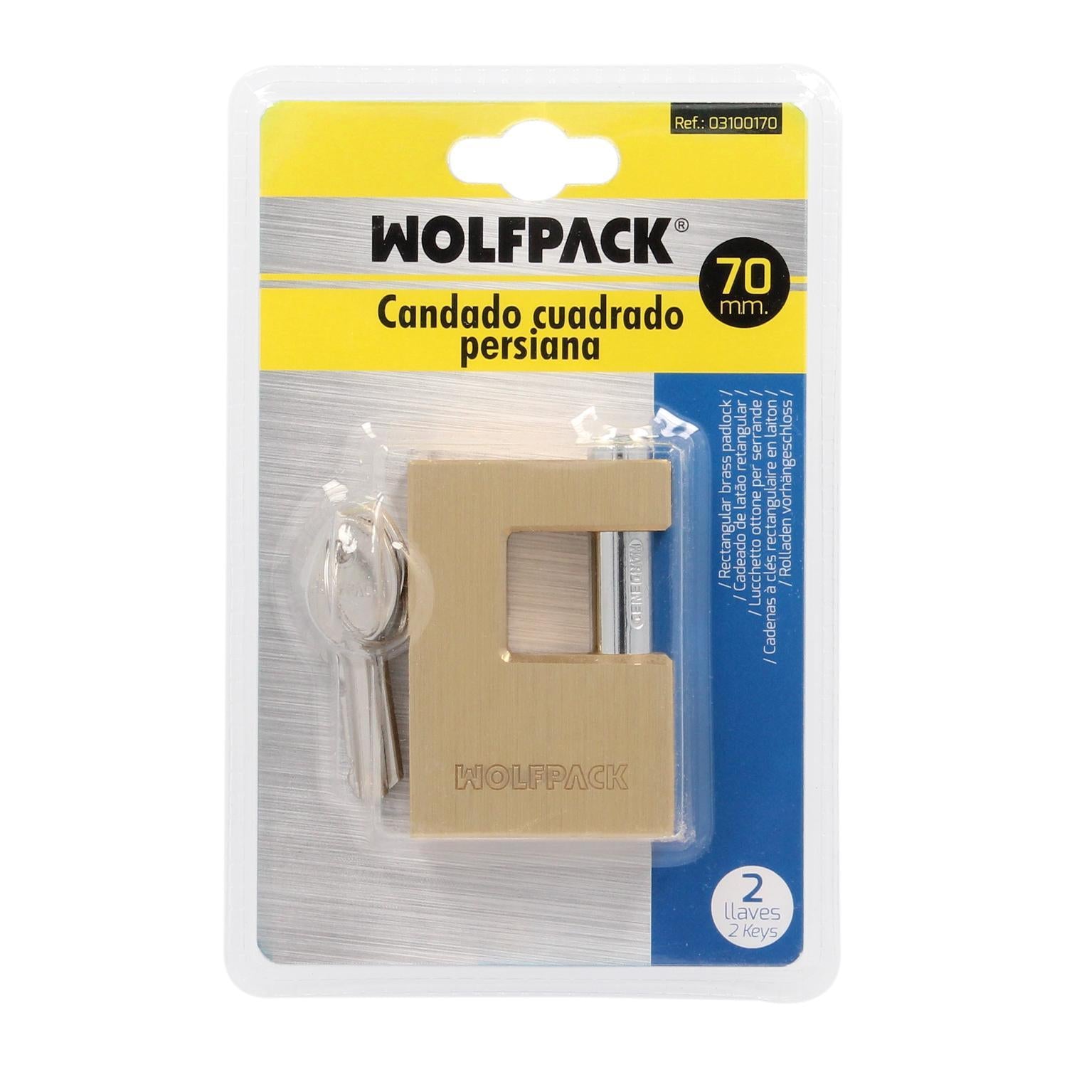 Candado Cuadrado Latón Persiana Ancho 70 Mm. Alta Seguridad, Antirrobo Puertas, Contenedores, Trasteros, 2 Llaves