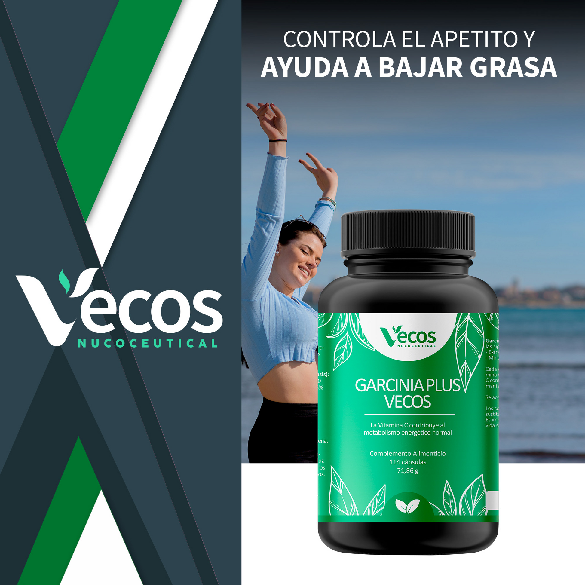 Garcinia Plus Vecos 114 Cápsulas | Control Del Apetito Y Peso | Glucomanano Saciante_1