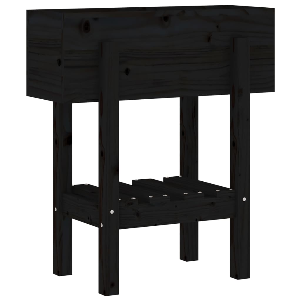 Jardinera Madera Maciza De Pino Negro 62x30x69 Cm_0