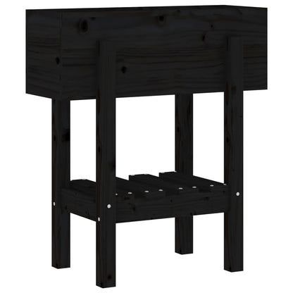 Jardinera Madera Maciza De Pino Negro 62x30x69 Cm_0