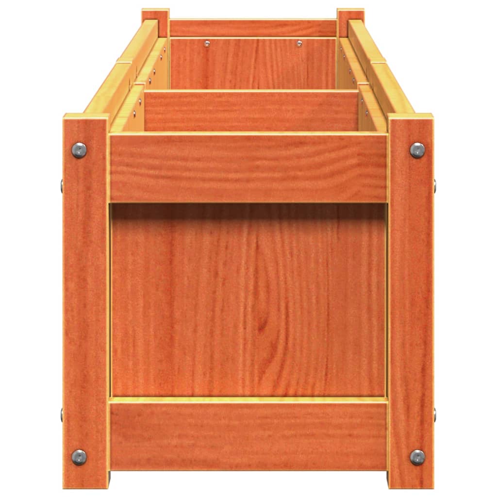 Jardinera Exterior Madera Maciza Pino Marrón Cera 150x31x31 Cm_5