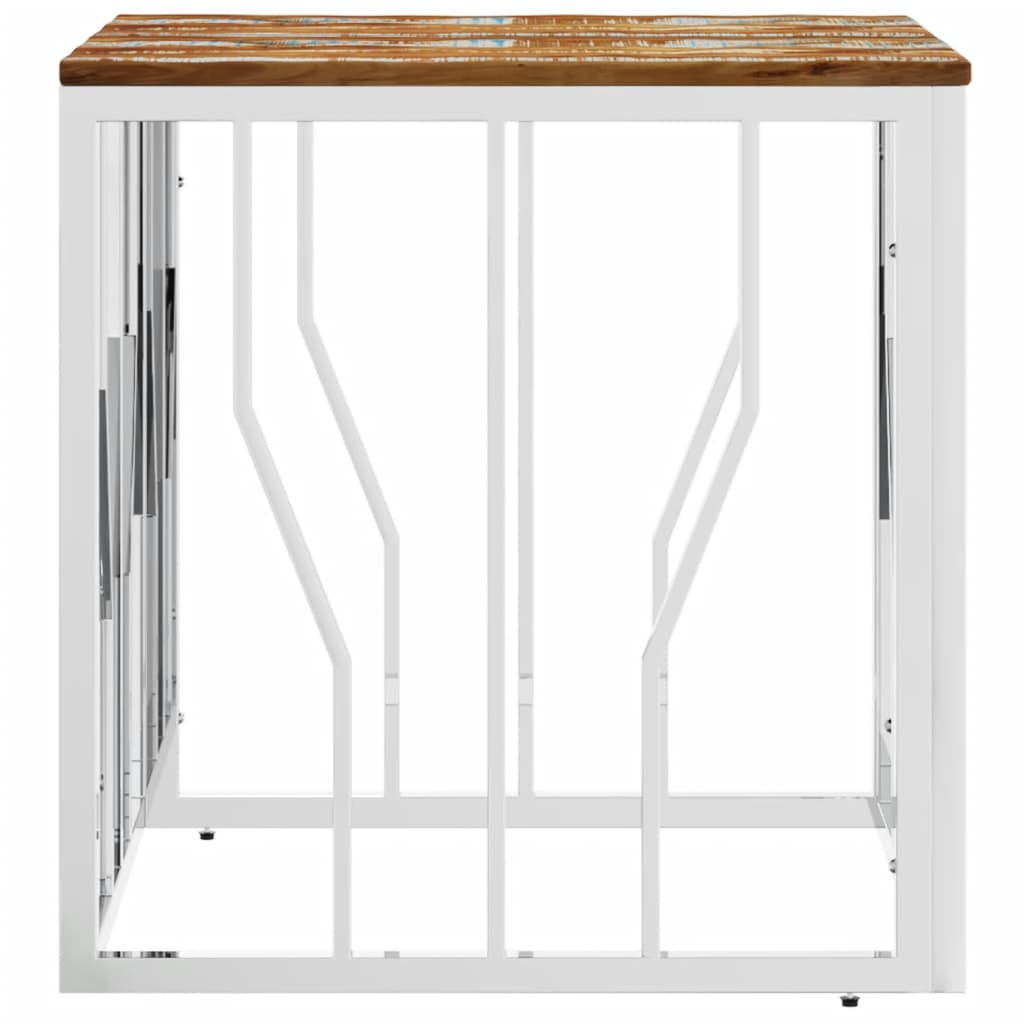 Mesa De Centro Acero Inoxidable Y Madera Reciclada Plateada_1