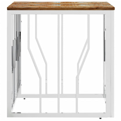 Mesa De Centro Acero Inoxidable Y Madera Reciclada Plateada_1