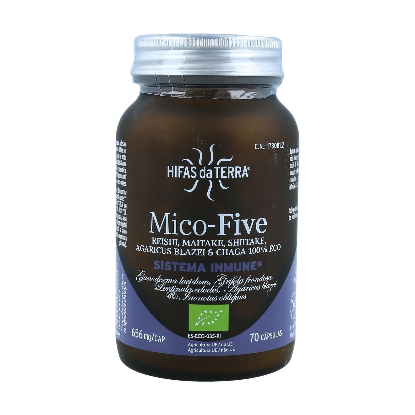 Mico five BIO +Chaga Hifas da Terra Nova forma. 70 cápsulas