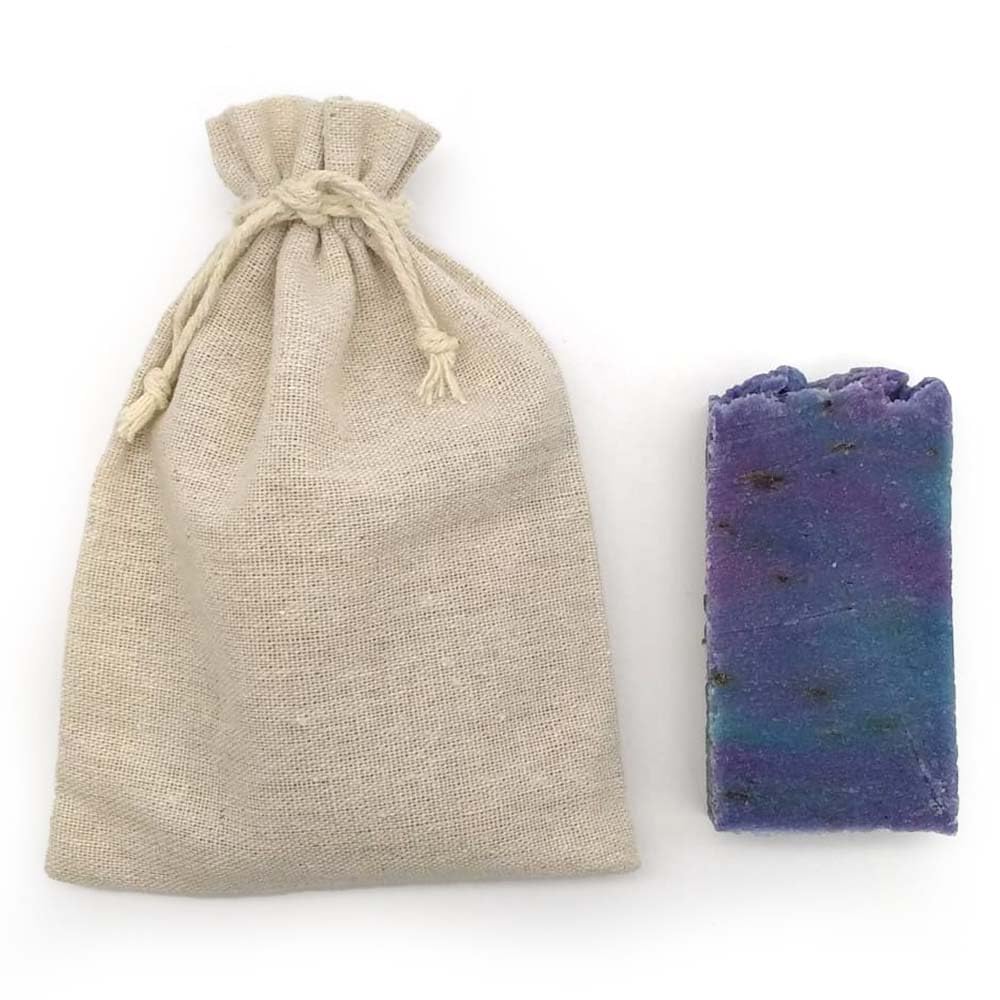 Jabón Natural Lavanda 90g En Bolsa Regalo De Yute - Piel Grasa - Calma La Piel Irritada - Reduce La Aparición Del Acné_3