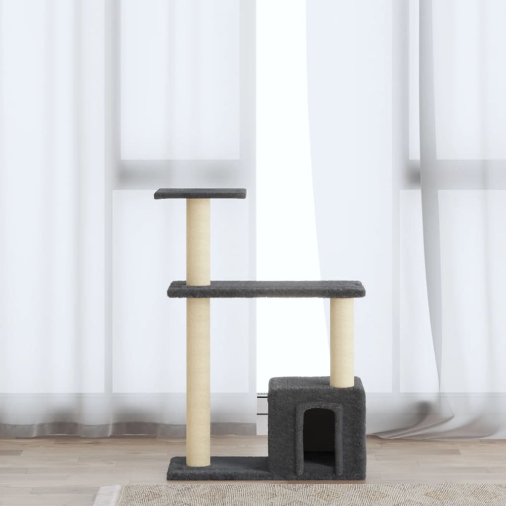Rascador Para Gatos Con Postes De Sisal Gris Oscuro 70 Cm_1