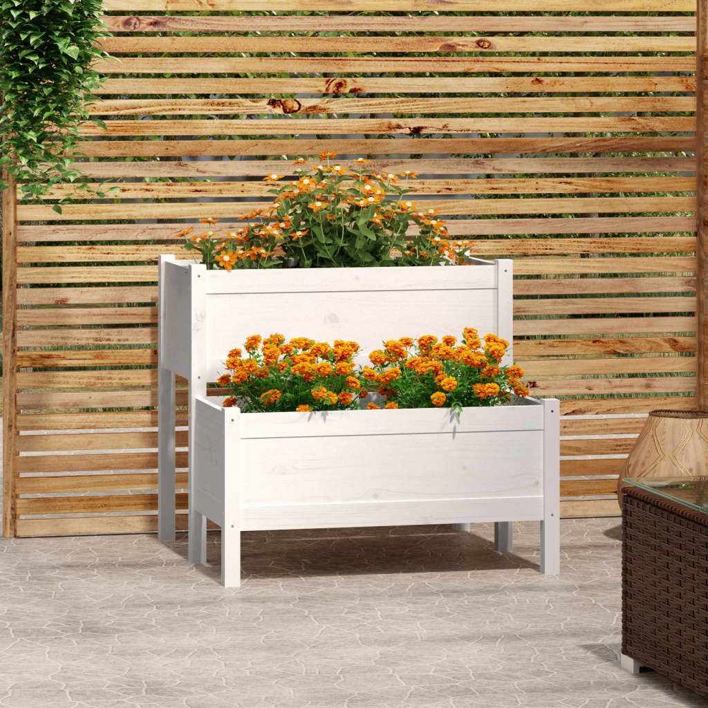 Jardinera Madera Maciza De Pino Blanco 84,5x84x75 Cm_1