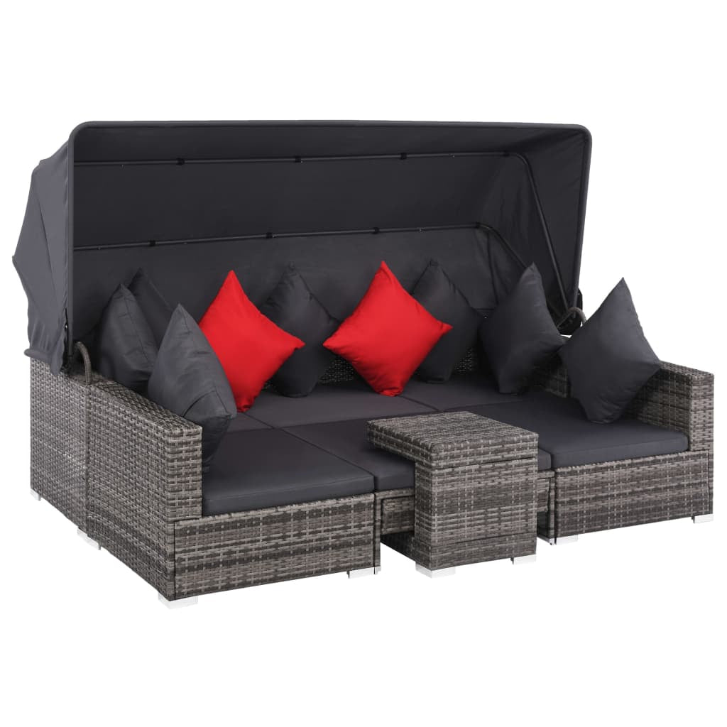 Vidaxl Set De Sofás De Jardín 7 Piezas Y Cojines Ratán Sintético Gris_1