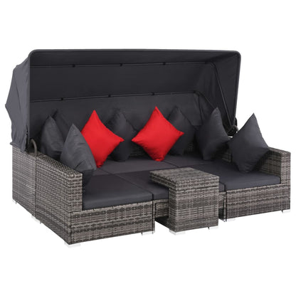 Vidaxl Set De Sofás De Jardín 7 Piezas Y Cojines Ratán Sintético Gris_1