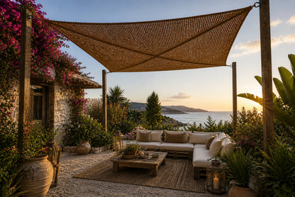Toldo Vela Coco Natural Reforzado 3x3 M 60% Ocultación Para Jardín Terraza Pérgola_2