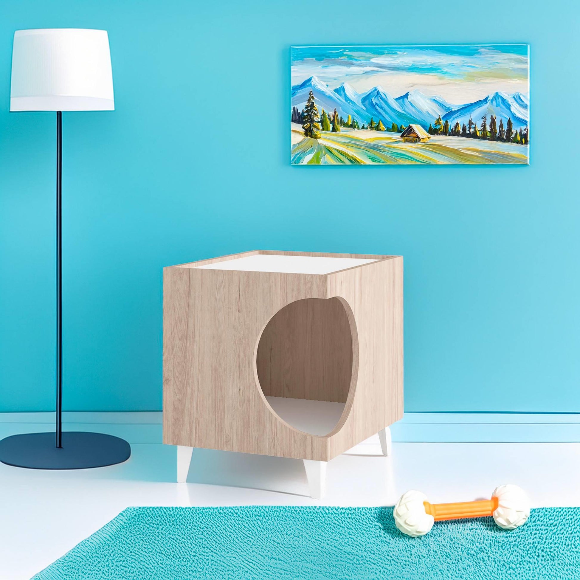 Well Home Mesilla Con Orificio Para Mascotas En Color Madera 50x40x40cm_3