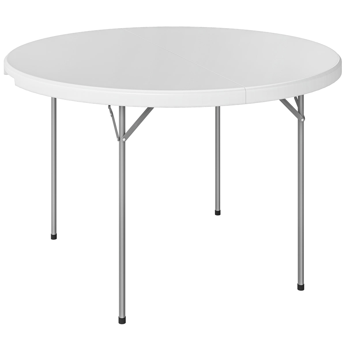 Mesa De Camping Outsunny Metal, Hdpe Blanco 120x120x74 Cm_0