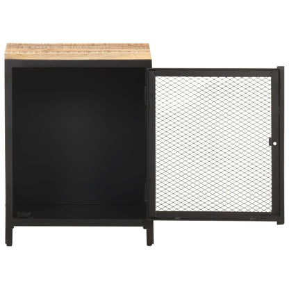Mesita De Noche Madera Maciza De Mango Rugosa 40x30x53 Cm_1