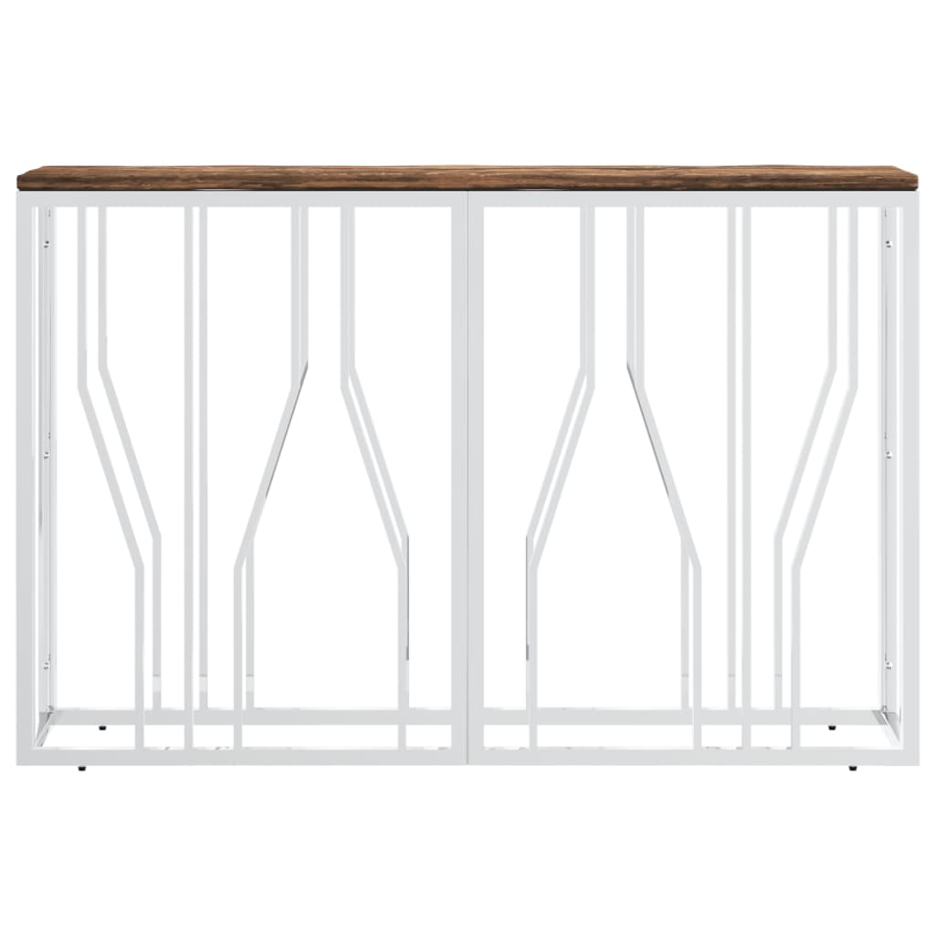 Mesa Consola Acero Inoxidable Y Madera Maciza Reciclada_1