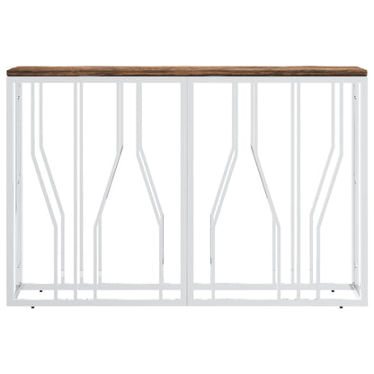 Mesa Consola Acero Inoxidable Y Madera Maciza Reciclada_1
