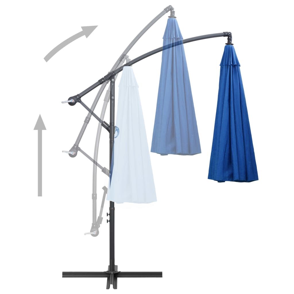 Vidaxl Sombrilla Colgante Con Palo De Aluminio Azul 3 M_3