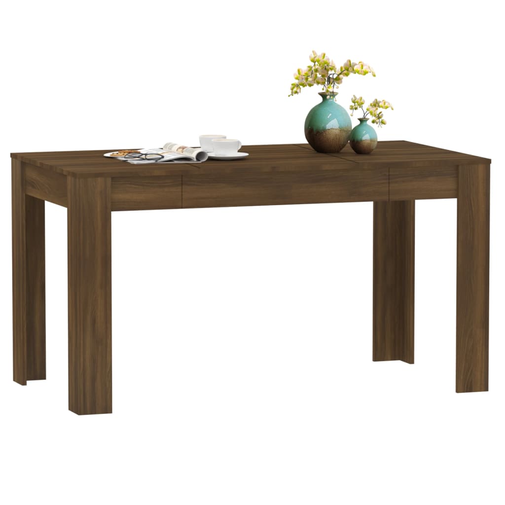 Mesa De Comedor Madera Contrachapada Roble Marrón 140x74,5x76 Cm_4