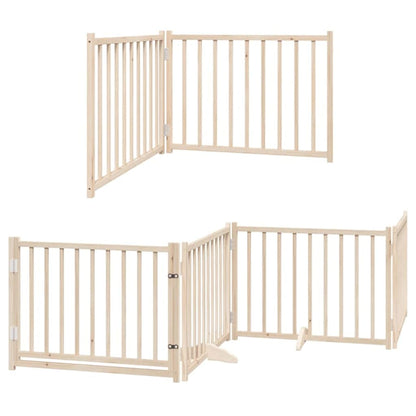 Vidaxl Puerta Para Perros Plegable 8 Paneles Madera De Álamo 640 Cm_0