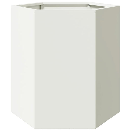 Jardinera Hexagonal Acero Blanco 46x40x45 Cm_0