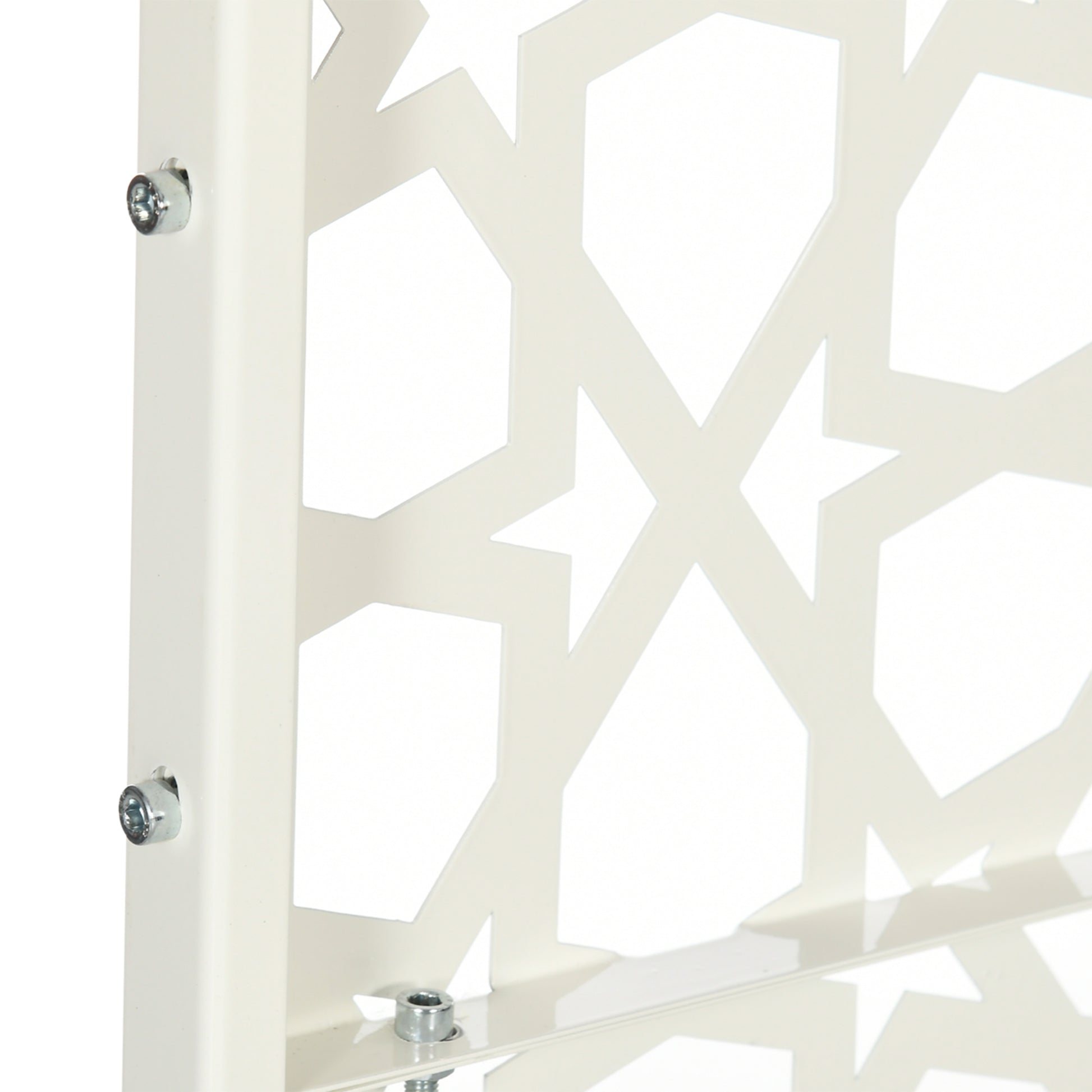 Outsunny Biombo Para Exterior De 3 Piezas Con Diseño De Copo De Nieve Blanco_4