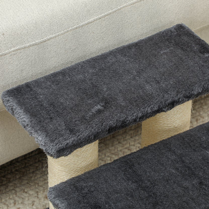 Pawhut Escalera De 3 Peldaños Para Mascotas Con Poste Rascador Cubierta 45x35x34_4