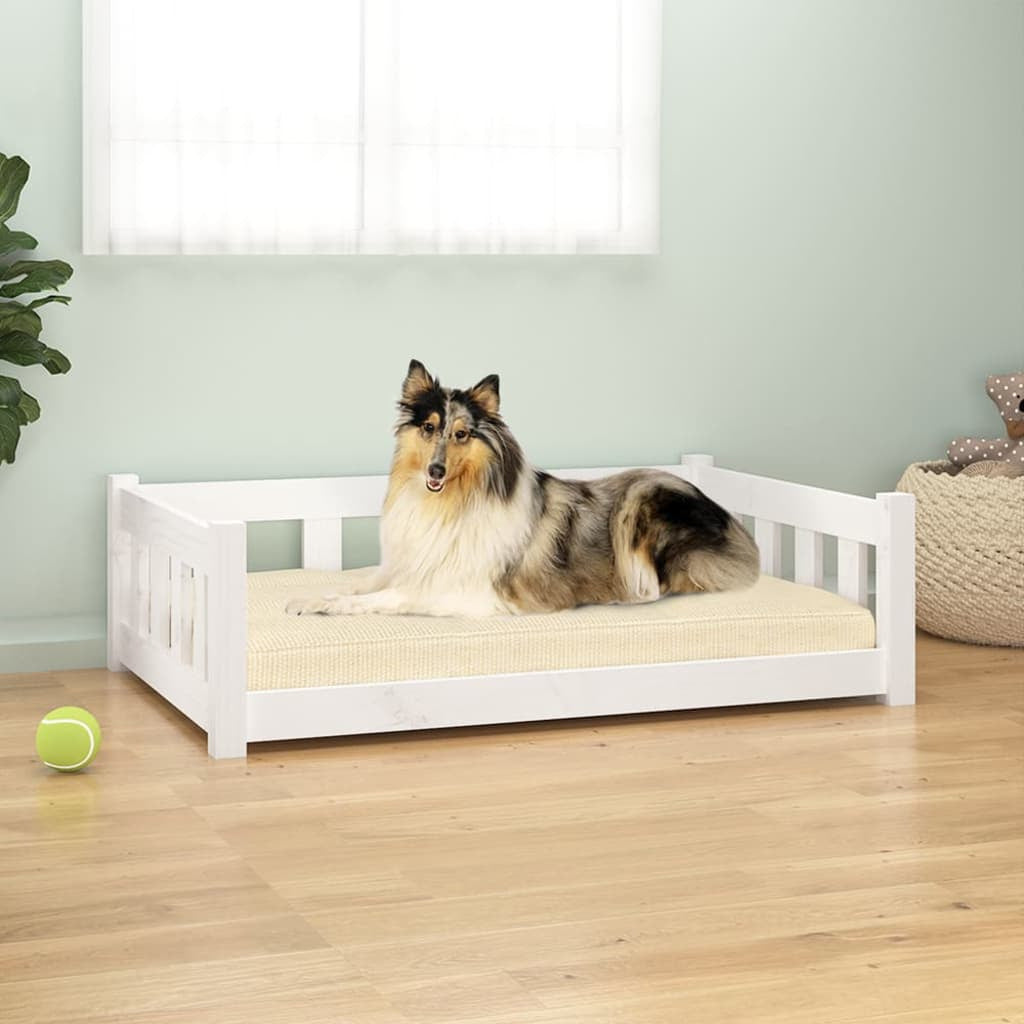 Vidaxl Cama Para Perros Madera Maciza De Pino Blanco 95,5x65,5x28 Cm_1