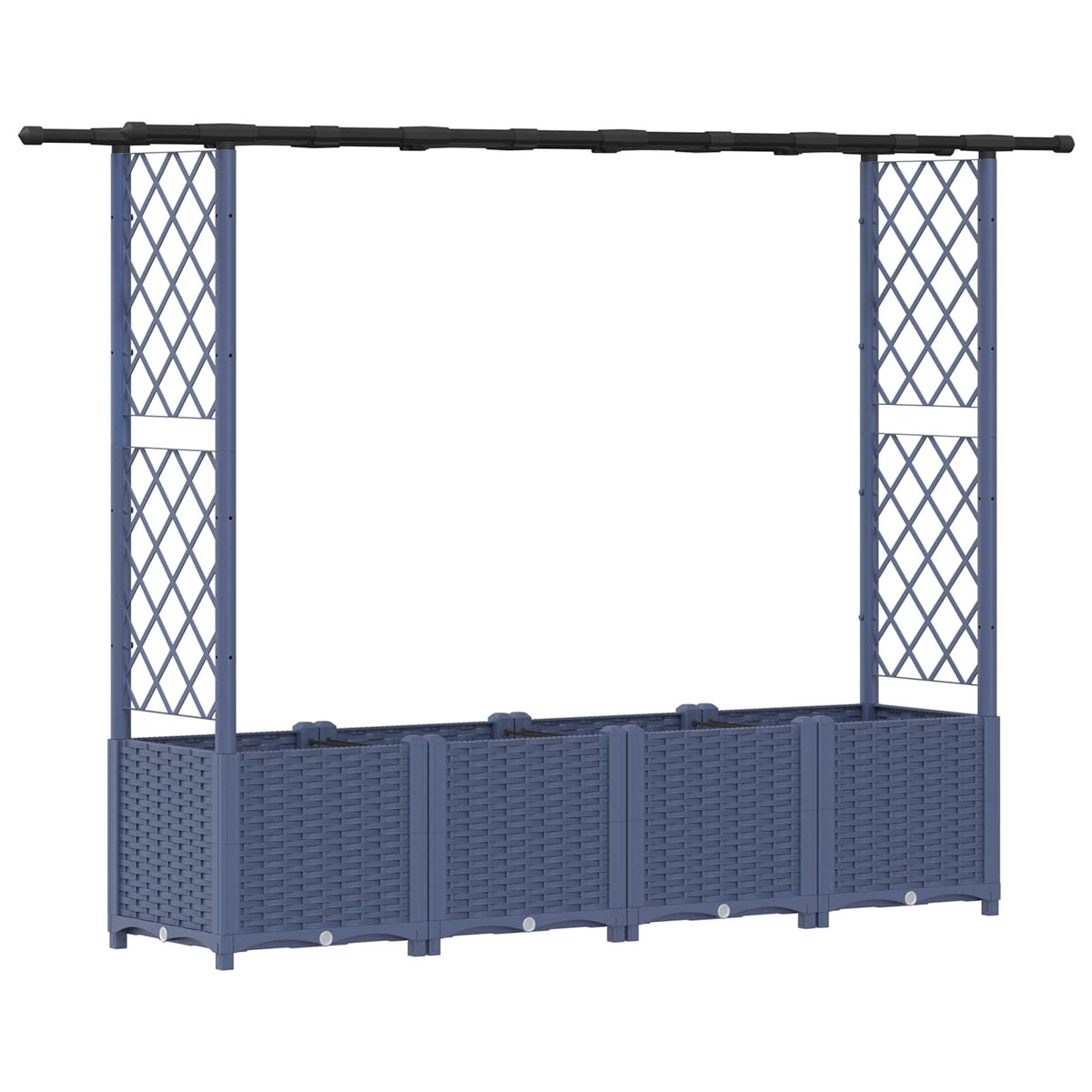 Cama Elevada Con Trellis Y Techo Gris 203 X 40 X 136 Cm Pp_0
