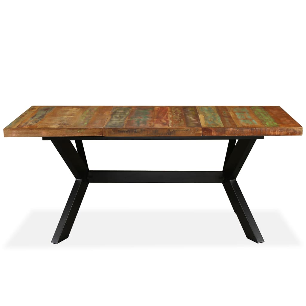 Mesa De Comedor Madera Maciza Reciclada Y Acero Cruzado 180 Cm_2