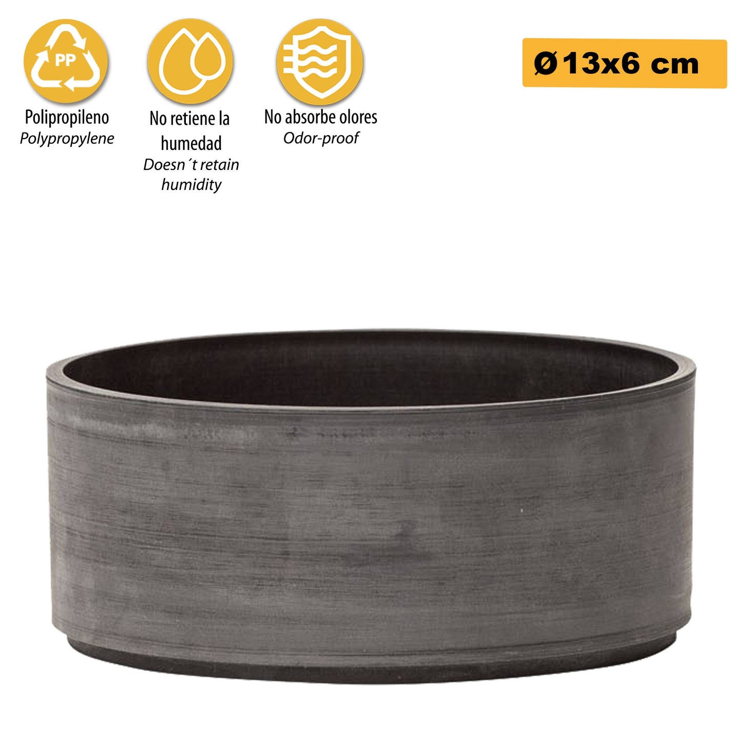 Maceta De Talle Bajo, Redonda Ø 13 Cm H 6 Cm Antracita_2