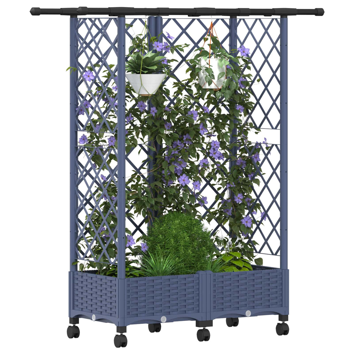 Cama Elevada Con Trellis Y Techo Gris 124 X 40 X 127 Cm Pp_2