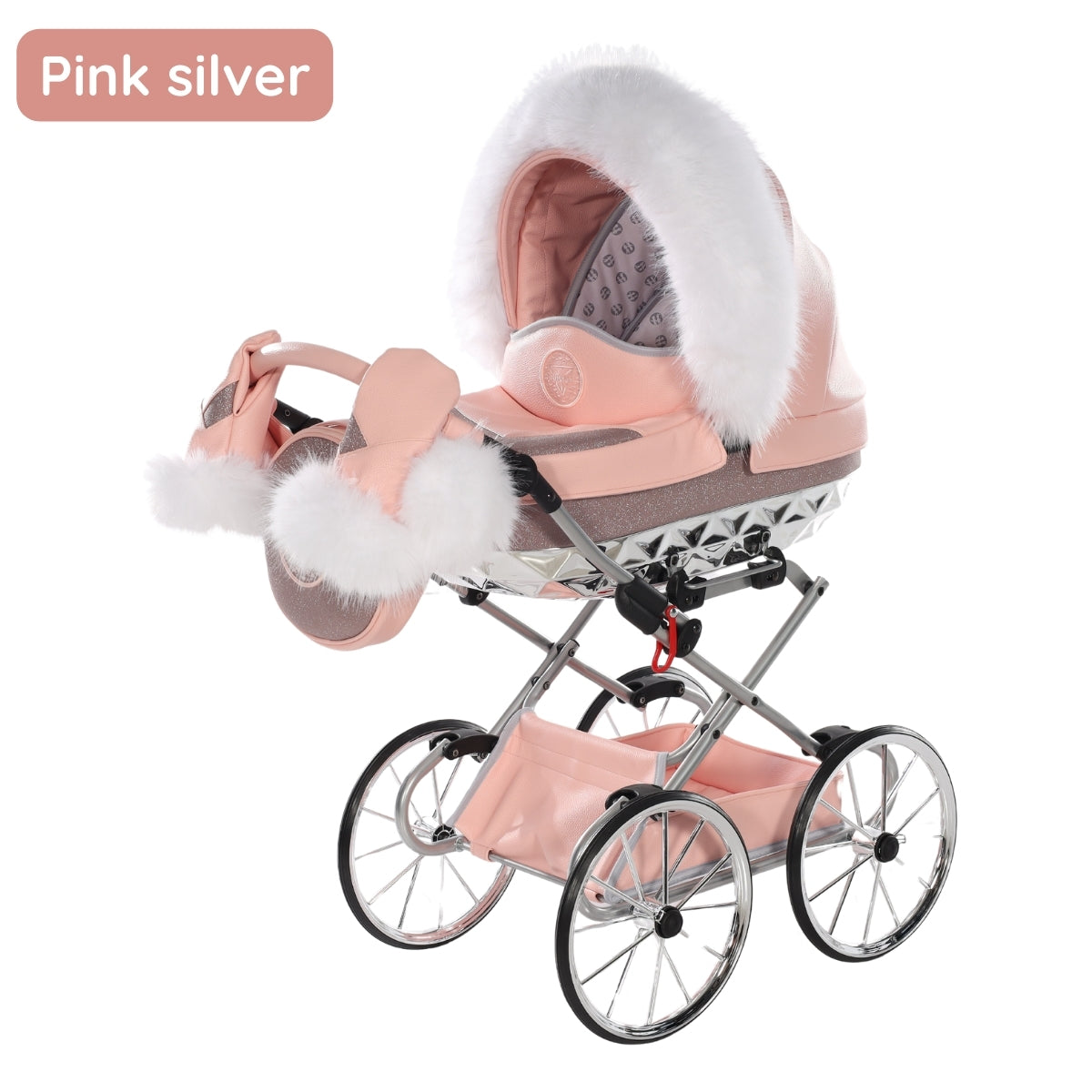 Carro De Muñecas Hand Craft Glitter Satin Classic Pink / Silver_1