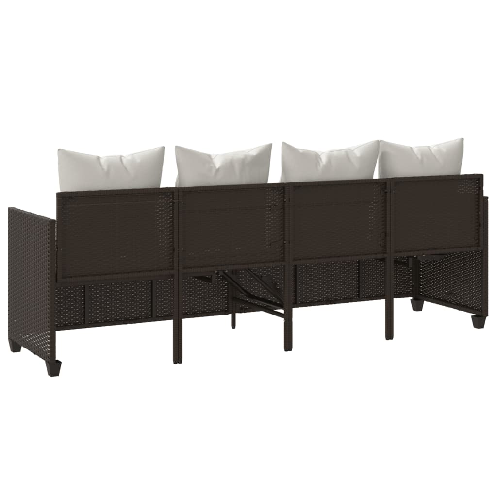 Tumbona Con Cojines Ratán Sintético Marrón / Vetonek_3