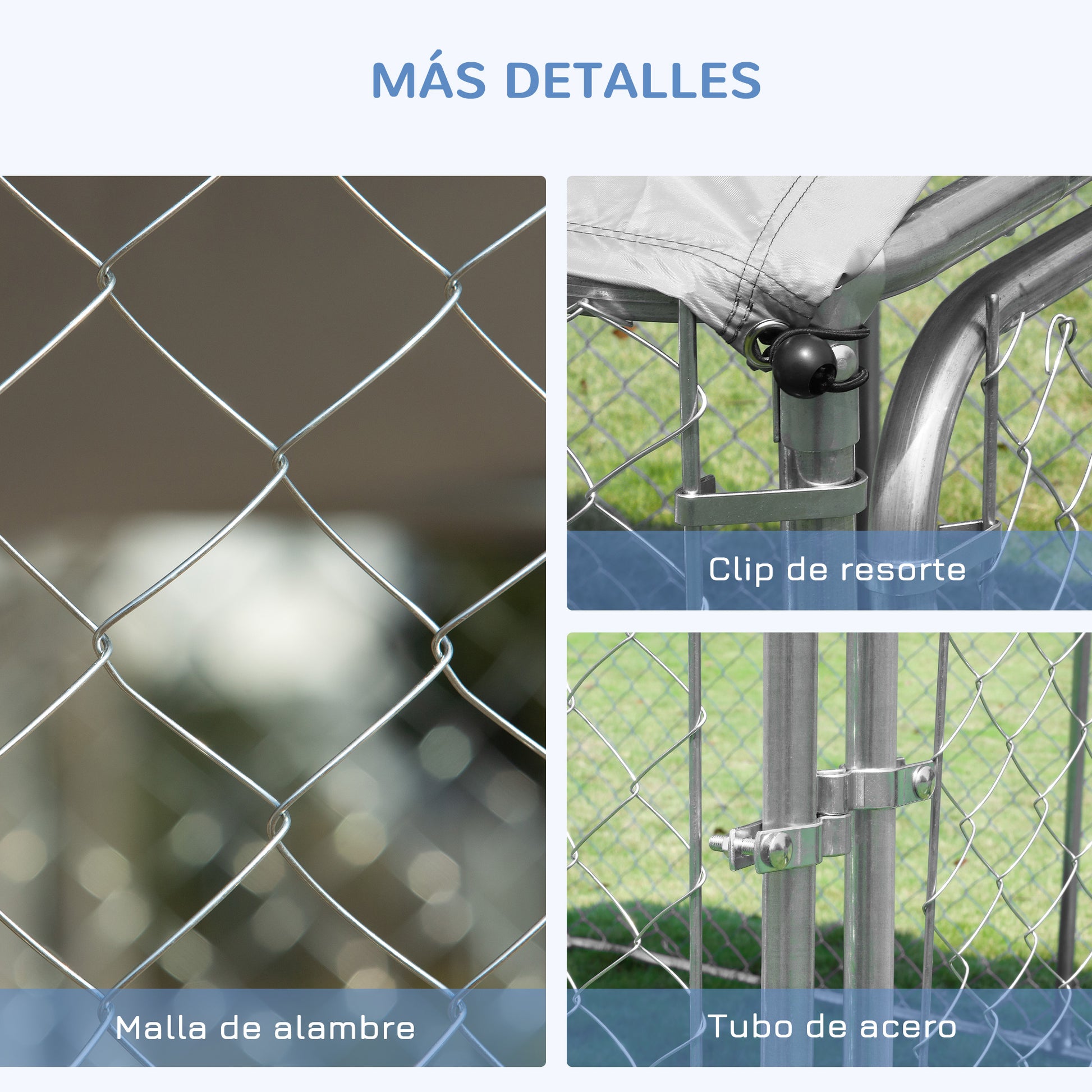 Pawhut Perrera Exterior Con Toldo De Tela Oxford Puerta Cerradura 230x230x175 Cm_5