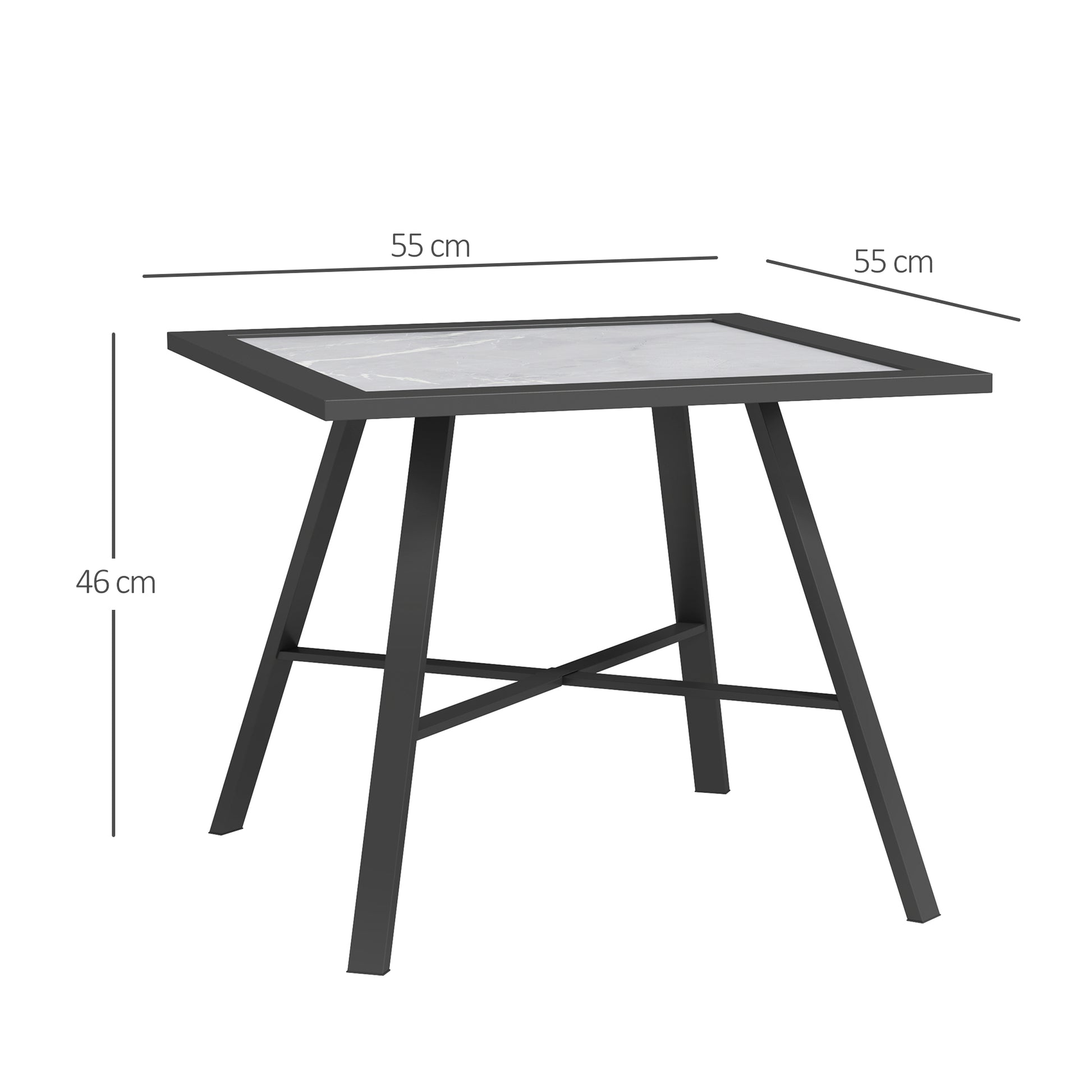 Outsunny Mesa Auxiliar Cuadrada Con Encimera De Spc 55x55x46 Cm Negro Y Gris_2