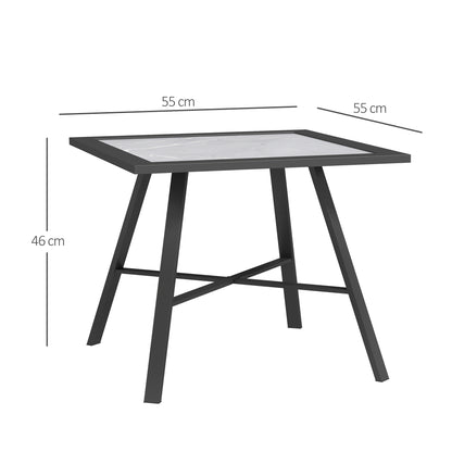 Outsunny Mesa Auxiliar Cuadrada Con Encimera De Spc 55x55x46 Cm Negro Y Gris_2