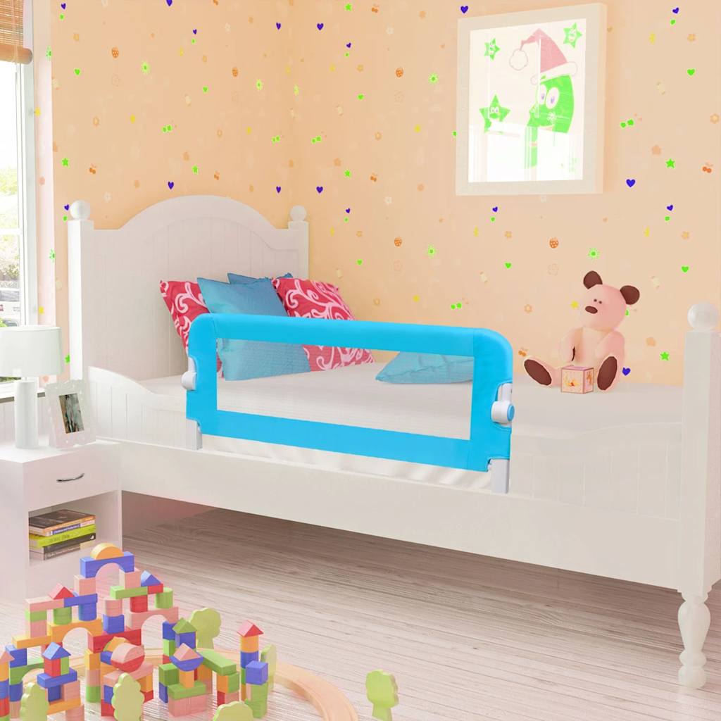 Barandilla De Seguridad Cama De Niño 2 Uds Azul 102x42 Cm_1
