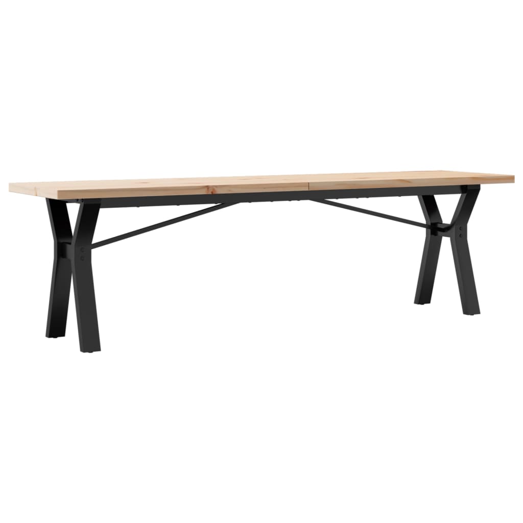 Mesa De Centro Marco Y Madera Maciza Pino Y Acero 160x40x45,5cm_0