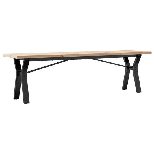 Mesa De Centro Marco Y Madera Maciza Pino Y Acero 160x40x45,5cm_0