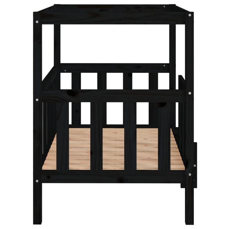 Vidaxl Cama Para Perros Madera Maciza De Pino Negro 105,5x83,5x100 Cm_5