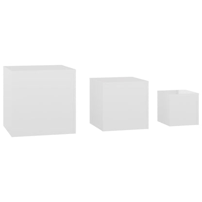 Mesas Auxiliares 3 Piezas Madera Contrachapada Blanco Brillante_1