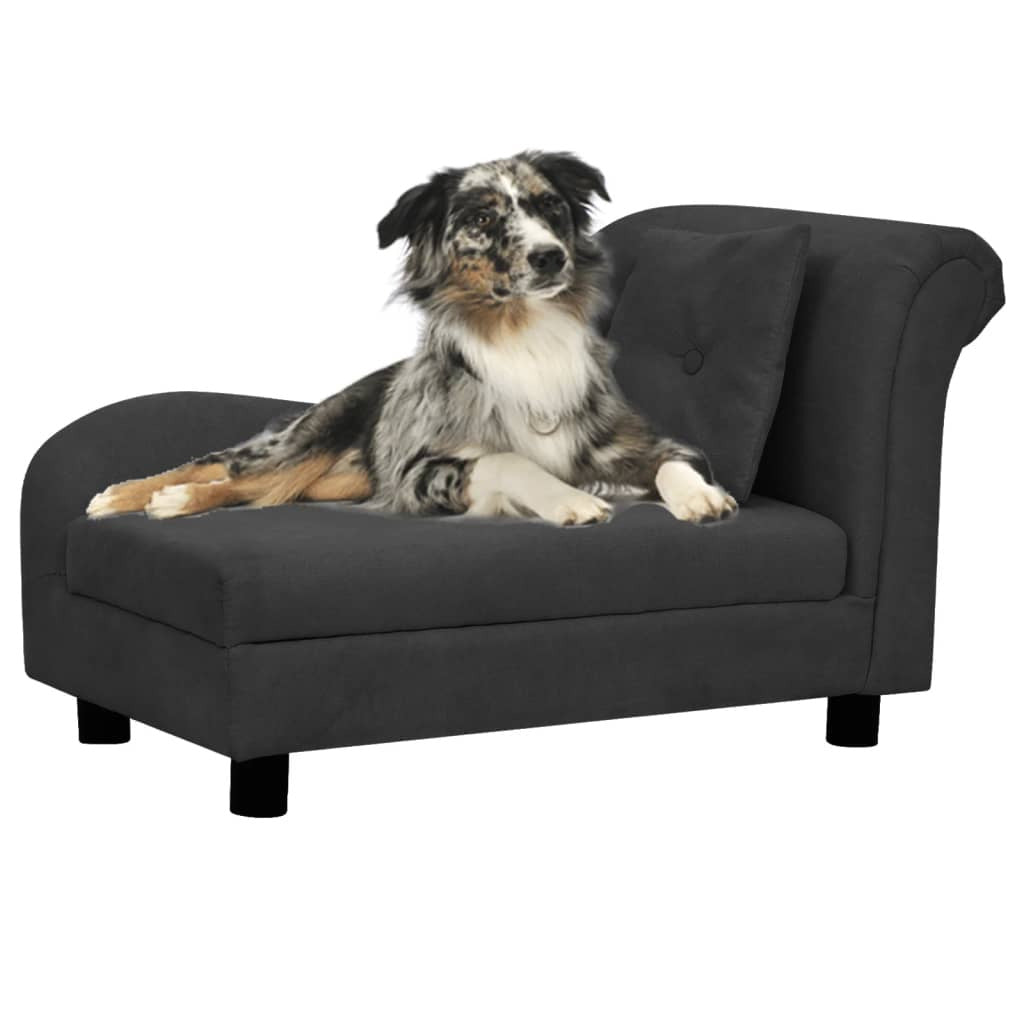 Vidaxl Sofá Para Perros Con Almohada Negro Felpa 83x44x44 Cm_1