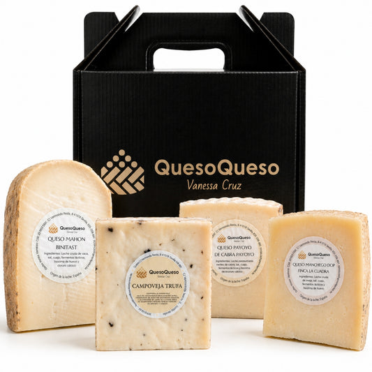 Quesoqueso® Caja De Quesos | Queso Manchego, Payoyo, Mahon Y Castellano Con Trufa | Regalo Pareja "díselo Con Quesos"_0