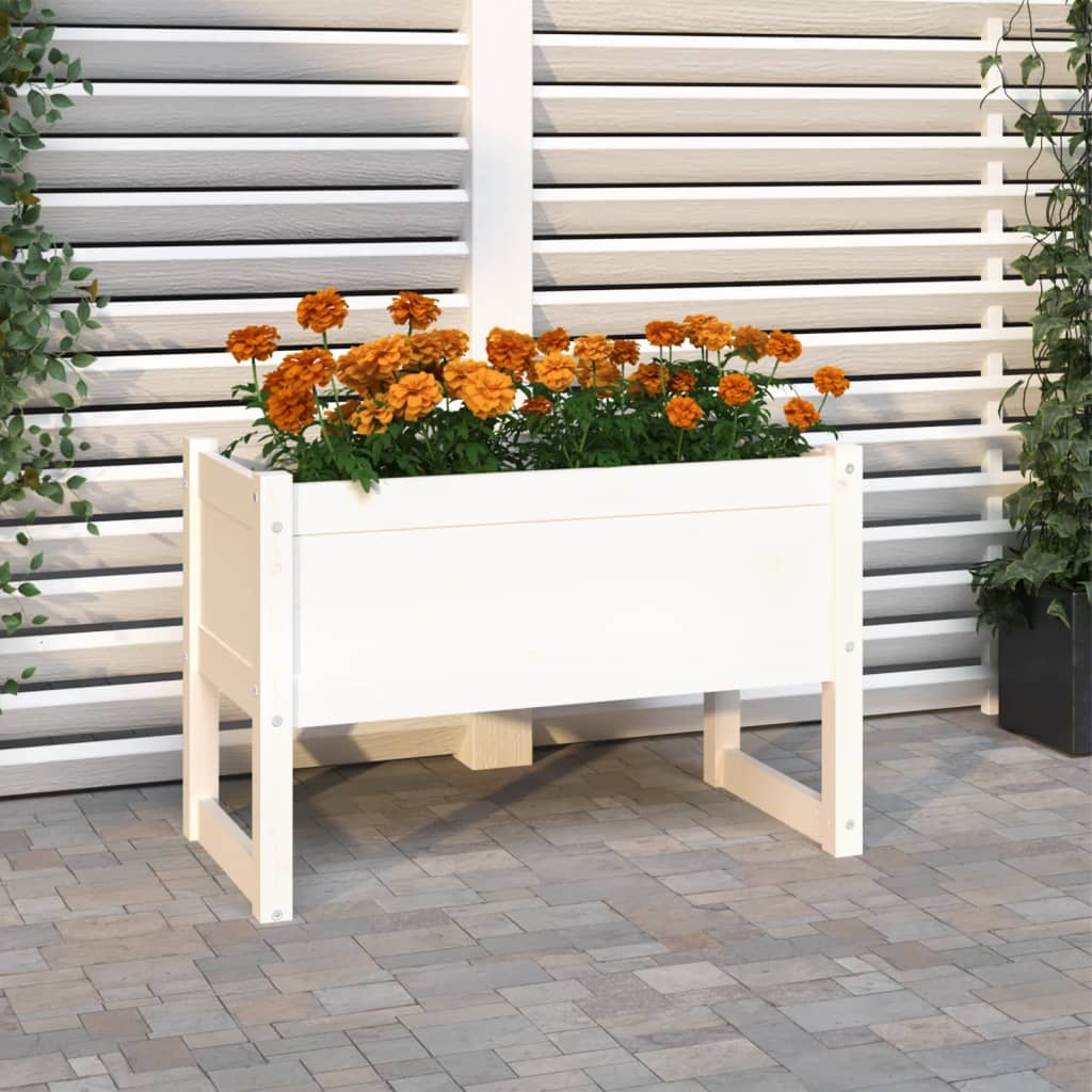 Jardinera Madera Maciza De Pino Blanco 78x40x52 Cm_1