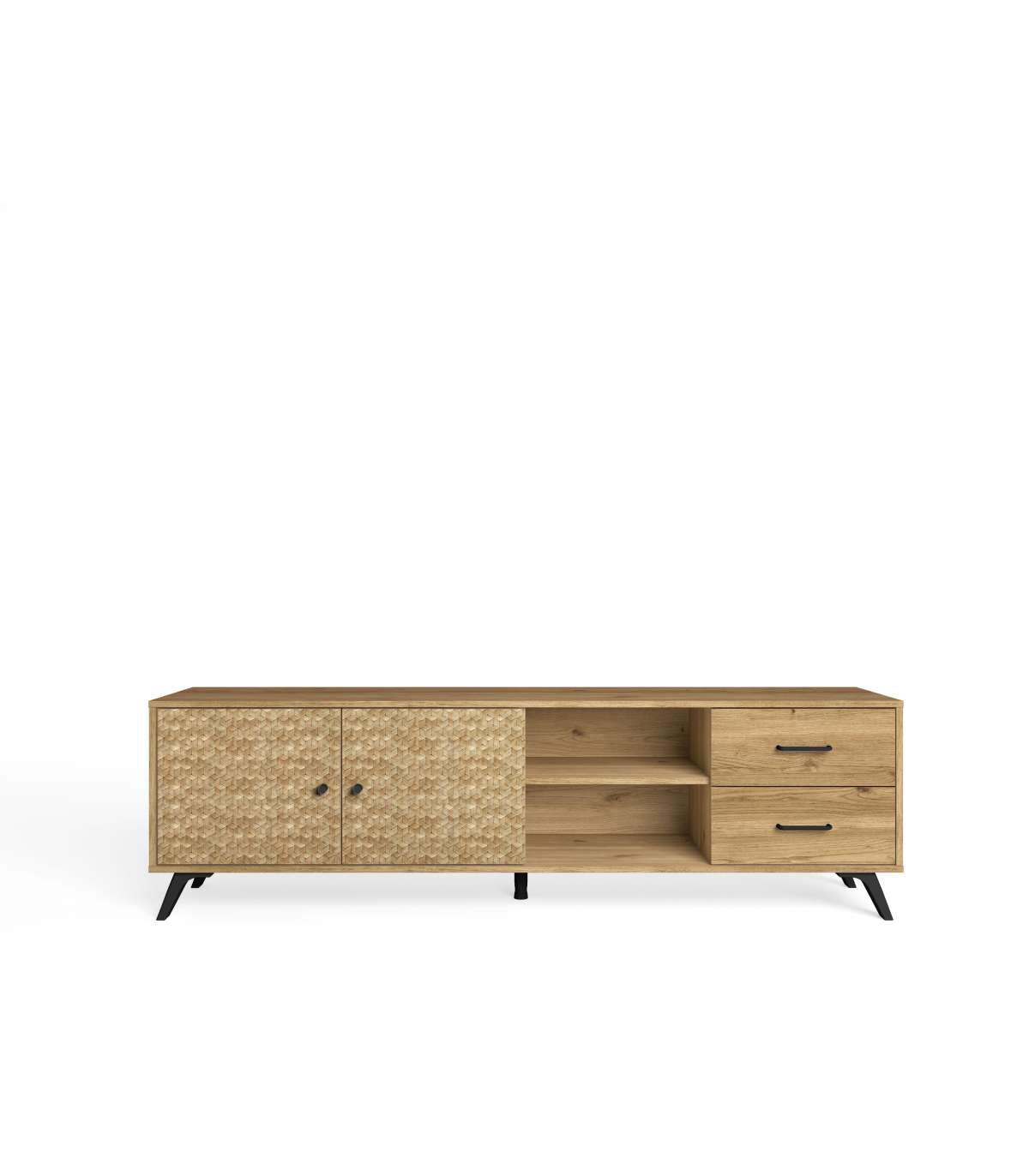 Mueble Tv 2 Puertas 2 Cajones Malaga Acabado Natural/serigrafía, 53m(alto) 180.5cm(ancho)_2