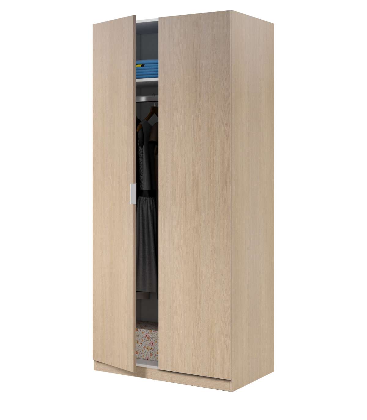 Armario Ropero Aroa Puertas Abatibles Acabado Roble. 180 Cm (alto). 81,5 Cm (ancho). 52 Cm_1