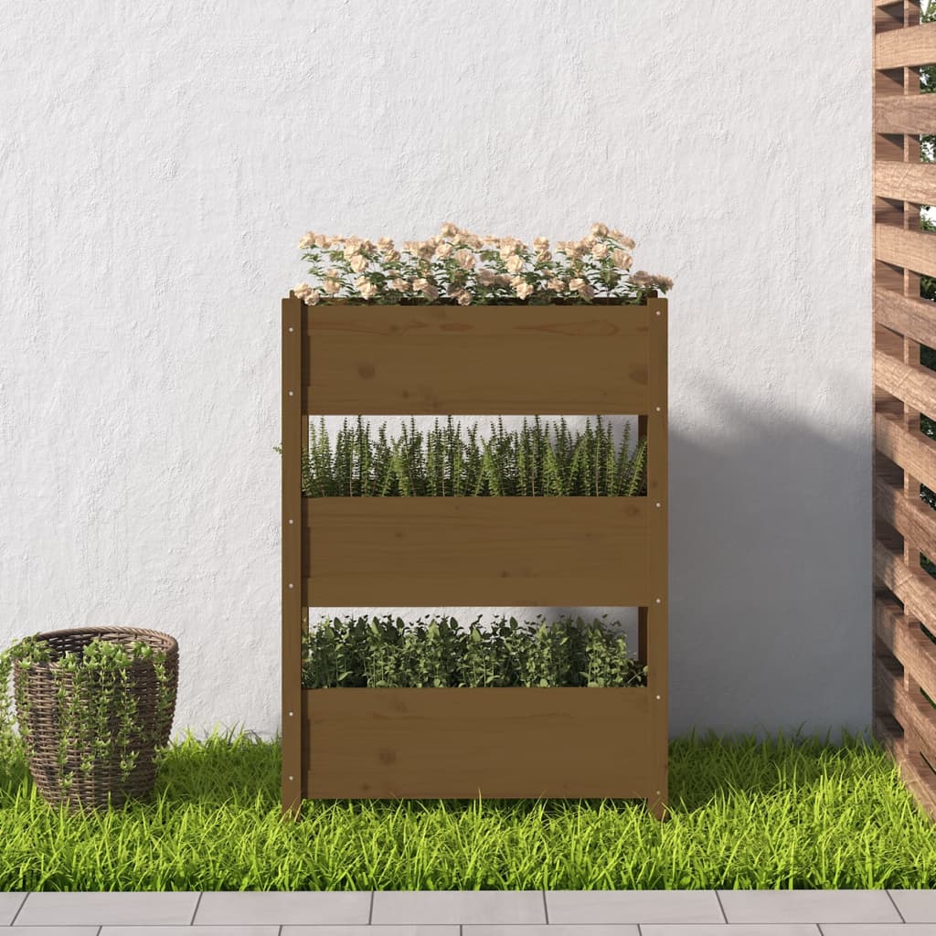 Jardinera De Madera Maciza De Pino Marrón Miel 77x25x104,5 Cm_2